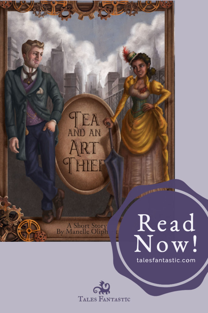A young lady works with her father to stop an attractive art thief #tea #steampunk #illustration #shortstory #artthief
