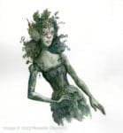 Dryad Character watercolor painting by Manelle Oliphant